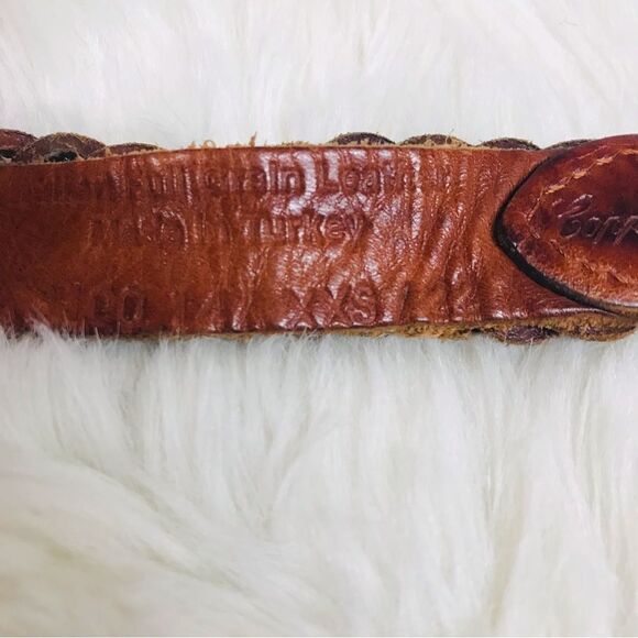 VINTAGE Y2K Brown Braided Genuine Leather Belt Woven Whiskey Cognac Size XS XXS - Picture 8 of 10